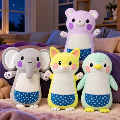 Bear, elephant, fox and penguin glow plushies